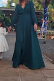 Got so much good comments on this dress, it was very comfy and the M size was just perfect for me, just had to pin it in front so boobs were not out lol but it was perfect, it was a winter wedding and I did not feel cold at all in this dress! Highly recommend!! - Valerie L.