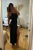 This dress is so pretty and flattering. I am usually a medium but wanted to be able to not wear a bra. And I'm glad I did! It snatched everything in place and holds the girls up nicely. Can't wait to wear it to the wedding! - Brooke W.