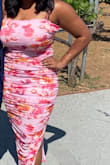 So happy how this dress turned out for a wedding guest this summer. In California at a 90-degree outdoor wedding, this was the perfect vibe at a winery. I was worried it was a little too casual for the dress code but I added jewelry and a statement bag to dress it up and it was great. Got lots of compliments. Doesn't show sweat, is lined enough, works with Spanx, and can wear strapless. Yes, the straps are a little loose and it was a tad large and stretchy on me but I didn't want it to be too bodycon. I'm size XL - 12/14 with a 40E chest and curvy hips and it perfectly hugged me just right. I could have done the Large but decided on XL and it was good. Comfortable enough when sitting down. It's not the same structure as a fitted, tailored dress. It's thin but it worked for me. I wanted to be able to move freely and feel comfortable. It goes pretty much to my ankles full length at 5'3". 10/10 I read all the reviews here before purchasing and did so much research on which Lulus dress to buy. Would recommend. - Zina K.