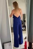 Wore this to a wedding and got so many compliments. It's a gorgeous color and super complimentary to my shape. The bottoms were a little loose but I tightened up the darts in the back with my sewing machine and the pant fit way better after that. Love it! - Robin B.