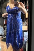 I'm in between sizes so originally ordered a medium but decided to exchange for a large. Was a little too snug on the hips and mom pouch. The large fit perfectly. The dress is absolutely beautiful and received compliments on it all evening. The underlay is a light tan just so the next person ordering knows. I couldn't tell if it was tan or white. Again love the dress. And the exchange went so smooth. Will def keep ordering from Lulus. - Brittany C.