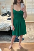 After wearing it one time, the left strap is hanging on by a thread (literally). I wish the bust had more coverage and my boobs aren't that big either. Altered to a shorter length. - Hanna F.
