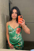 This is a beautiful color and material! Super comfortable too. The top part is not made well and looks weird and the hip part scrunched stitching made the zipper gape out. But a random guy did tell me it was love at first sight when he saw me in this dress so there's that. I say buy it. You'll make it work. - Kaitlyn M.