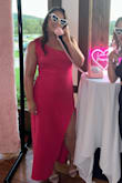I love this dress! I received a million compliments and was so comfortable. Love the slit that's permanently open but not too high. I'm a size 10/12 and wear some larger in Lulus but mostly an XL and felt this was true to size and a comfortable fit. I'm 5'4" and I wore 4-inch heels. This was slightly above the ground so this may not be good for tall gals. - Laura J.