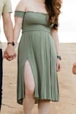 I'm 7 months pregnant so the size measurements are a bit off but I wore this on my birthday. It was adorable, lightweight, and drapes beautifully and I'm excited to wear this next summer when I'm no longer pregnant! The slit is a bit high but that's likely due to my belly. Edit: I wore this for family photos after my baby was born and still love it! - Caitlin S.