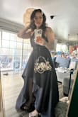 This dress is perfect and so comfortable. I'm normally a size medium or occasionally small, but I have a larger chest and wider back so I went with the large vs the medium. The length on the medium was perfect, but I couldn't zipper it by half an inch so large it was. It came wrinkled but was easy to lightly iron out. It is a longer dress considering I'm only 5'3" so I wore my Disney Aldo platforms. It was perfect, just barely touched the floor. I also love that I didn't have to wear a bra. Held them in all night and I have D cups. I felt beautiful in this dress and can't wait to wear it again. - Samantha S.