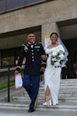 This dress was perfect for my last-minute civil wedding. Very forgiving fabric. Elegant yet not too over the top. I loved it in the pictures I took with my, now, husband! - Melanie P.