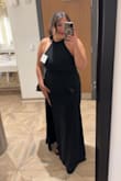 Dress fit great and the slit was just high enough. Only part I was sad about was the clasp in the back of my dress was broken when I received it. The dress was the perfect length with my 3-inch heels no hemming needed and the top did not move through the night even with all the moving and dancing!!! Would definitely recommend!! - Megan T.