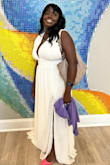 This dress was used for a family wedding which they requested everyone to wear white. I'm a very top-heavy gal, so I originally ordered the dress in a large, but the bust was not enough coverage. So I returned and was able to get an exchange for an XL which was perfect! I generally wear a 12 (sometimes 10 depending on the cut). The dress is sturdy material and flows amazingly! I used breast tape to create individual bras contoured for each side, and double-sided tape to hold the sides from shifting. The only problem was that the arms were a bit long (I have a shorter torso). So I double-taped the arms shorter because I didn't have time to alter the dress. This dress was incredibly elegant and created the perfect movement when walking. I will say it's quite long, but I really enjoyed the flow, and with heels, it just touched the ground a bit. You can definitely get it altered if needed (I might get it hemmed just a smidge higher). However, I don't regret buying this dress at all. Very worth every penny! - Juliana F.