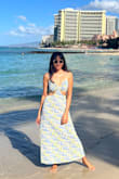 I usually wear XS but I ordered a small. It fits better since the lower waist area is a bit tight. Other than that, it fits great. Good for beach walking. Material has a lining. There is breast support but okay for me. - Janice S.