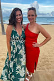 This dress fit very well. It does not show sweat either, and I was drenched after dancing all night. Great color too! Love it - Nikki L.
