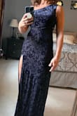 This dress fits so nicely. It's very comfortable. Numerous compliments on the fabric/pattern. - Nancy W.
