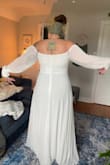 I love this dress so much I couldn't keep it a surprise and immediately posted on my Instagram. It is so flattering and comfortable. Going to wear it for my wedding rehearsal and probably reception/afterparty if I want to change from my wedding dress. It is long, I am wearing flats and will need to get it tailored for about 2-3 inches ofd - Danielle H.
