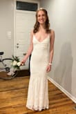 This dress is so pretty and flattering for the body! The back is beautiful and the sequins are very fun! The dress is a bit see-through but not enough to be a big problem. I still decided to keep it and will be wearing it for my wedding. Overall super pleased with the quality of the dress! Super comfortable and I will definitely be able to dance all night in it! - Ella F.