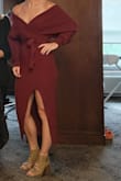 Warm and cozy, thick material. Fits true to size, received many compliments on it. Wish I had more reasons to wear it. I have an athletic build, small fit well. Could probably do an xs but small was fine. - Kaitlyn B.