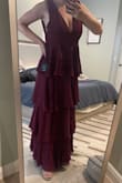 This dress is stunning and perfect for a formal wedding! I'm usually between a size medium and large and wish I would have ordered the medium. The large is a little gappy under my armpits and needs taking in a bit. But I absolutely love the dress!! I'm 5'8, and with a 3 inch heel, the length was perfect! - Emily V.
