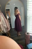 I loved this dress. It was perfect for the fall wedding I attended. The skirt has lovely movement, it gives very romantic, whimsical vibes. The sleeves are snug since that's pretty much how the dress stays up, so don't expect to raise your arms over your head. I was expecting this though, so it didn't bother me much! - Elena R.