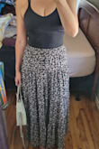 I love the skirt! I wear it high-waisted. A tad snug but not enough to exchange it. I went with a small but easily could've done a medium. I love the buttons down the front. It's thicker than I thought but perfect to wear more in the transitional weather months [other] than just summer. Definitely a yes! - Tiffani T.
