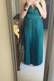 Great length for petite! It fits as floor length, no hemming is needed! Comfortable and padded. No need for a bra. - Luci F.
