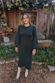 I bought this dress for family photos and when it arrived, I was so happy to see and feel how high quality the dress was. Another thing I like about it is that the fabric smoothes over undergarment lines so they're not even noticeable. I need to find more occasions to wear this dress because it's so comfy and stunning. - Alissa J.