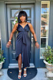 I tried this dress on and walked downstairs to overwhelming applause from my daughter and husband. I purchased this dress for my friend of 30 years daughter's wedding. I was told that I looked stunning and I believed it.  I am tall with long legs so I felt so comfortable and beautiful in this dress. The compliments didn't stop so I tried to order it in red for the Christmas holidays only to find that it was sold out. I want this dress in every color because it's affordable, comfortable, and beautiful. - Lois B.