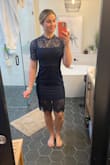 This dress is perfect for a semi-formal to formal (dark colors) wedding. I ordered a small and a medium as my normal size is small but fit finder suggested a medium. Both fit however I preferred the form-fitting cut of the small, the medium waist was too baggy on me. There is extra material at the waist on both sizes on me and the way it falls it kind of sticks out rather than hangs, so for either size I would need to pull the sides down a bit regularly. I had to do this to keep the underliner skirt from riding too high up when walking or dancing so keep that in mind. If you have smaller legs this probably happens less. Overall this is an extremely flattering dress, I bought it in green and navy blue and am keeping both. The green is super vibrant and the blue is rich and classic. It covers everything it needs to but the waist cut out and the shorter underskirt make it just sexy enough while still classy. - Annika S.