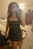 This dress hugs my hips way too much but is extremely loose on top, to the point where the straps fall off my shoulder. The material isn't giving at all. Clearly made for stick figures with no hips. - Jordan V.