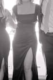 I tried this dress on the night I got it and SWORE it didn't fit. I waited until the day of my event to give it 1 last chance & by some grace of God... She fit. She was -very- snug but she didn't squeeze unwanted skin/fat/muscle, so she was worn. I will say, that I did take it off/on again before my actual event (by myself) & two of the plastic boning parts came out of the sides but not mad about it since it made it that much more comfortable. I reallllly just needed the rib part of this dress to have a little give or even an inch of room & it would have been a "made-for-me fit". Anyway, I got so many compliments on this dress & felt like a million dollars. I will say, I don't know who decided the slit of this dress needed to go up to the heavens, but sheesh... that required two safety pins for secure closure. This dress looks hot with the shoulders up or with the shoulders hanging. I waited till the after-party to let it hang and got even more compliments. I am in love if I can ever wear it again, lol. - Jordan S.