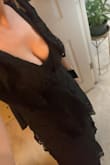 This dress is amazing and flattering. It's forgiving if you have those trouble areas that you can't hide in a slinky dress. The cut and fabric feel elegant. It's a little low cut for me so I wore a strapless bra/bandeau top inside. Some reviews said the dress ran big, so I ordered an XS and my regular size S. The S fit perfectly so I didn't even open the XS and will return it. - Jeannette C.
