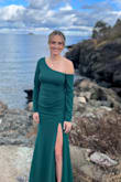 I bought this as a bridesmaid dress. I ordered the medium and the small and ended up sending the medium back- even though I was a medium according to the size chart. The fabric is stretchy so I would say if you're between sizes, lean smaller. I'm 5'9" and the length was perfect. I would imagine if you're shorter the sleeve length might be an issue- but it fit me like a glove and I received several compliments! The fabric feels of good quality! - Ariel M.