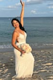 I bought it for my wedding, everyone was fascinated with the dress. It's true to the photo, I'm a size 4. - Carolina R.