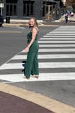It fit in all the right places and was great for a warm, sunny fall day. Not too warm and didn't get cold either! The green color is fabulous and lots of people liked the jumpsuit! - Chandra