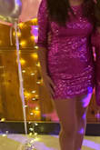 Great dress. Ordered it for a party for my daughter. A little short. It would be great if Lulus could add an inch or two to their mini-dresses.  Ordered a large and it fit as expected. She had to wear biker shorts underneath in order to remain covered when sitting.  This was for a dance party so if she reached up, she would have to adjust and pull the dress down an inch or so.  It wasn't a big problem for her, but I don't like having to constantly adjust and fidget with a dress. She said it was comfortable and it did look very nice. The color was very nice and as advertised.  I and she would recommend this dress. - Allyson C.