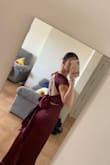 Love this dress, so excited to wear it. Fits perfectly around me. Is long even with 3" heels so I do need to get it tailored but I love the color! - Erica V.