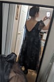 This dress is stunning! The previous reviews were so helpful. I sized up, and it fit like a dream. The sleeves do stand up like fairy wings, but you can unobtrusively tuck them if you want a more understated look. Love it!! I bought it to perform for a classical piano recital but will probably also wear for fall weddings. - Margarita R.