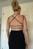 I ordered several dresses to try on for a few black tie events. This was my husband's favorite. It's true to size but very form-fitting and I didn't end up choosing it because I felt it wouldn't be as flattering if I ate a big dinner. However, didn't need a bra and it held everything in place nicely. Think I would have been comfortable all night without one and I'm a C-cup and typically need a bra. - Katie S.