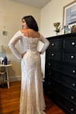 I wasn't convinced this was the one even though friends said otherwise. After ordering it twice and returning it, I purchased it a final time and was very happy. The lace is soft, it comes to the perfect length on me with three-inch heels. It's a little longer in the back and looks great.

This is my second marriage, I'm 55, and I will be wearing shapewear. We're marrying at City Hall with a family lunch afterward. In the photos I've attached I'm not wearing shapewear. - Christina V.