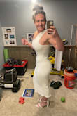 Amazing dress! Super stretchy and sucks in your waist perfectly. Not see-through all at! I can't wait to wear this for my Rehearsal Dinner! - Brittany T.