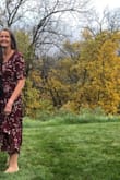 I was skeptical about wearing a wrap style dress to a fall wedding, but it was perfect. I did wear a black cami under because I was concerned about the deep cut front gaping (it did not). The dress is lined to upper/mid thigh and is a nice material - not too thick or thin. It needed a bit of steaming to reduce wrinkles from delivery, but, otherwise, a very easy to wear dress. It has two ties to secure it, with one being inside and one outside, and able to tie a bow at the side or back, depending on preference. - Doris B.