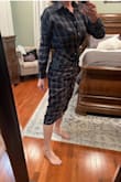Very soft and warm. I love the way it pulls in at the waist. The tiny button holes were almost too small for the buttons though but just have to keep at them. I paired it with a wide brown belt and a fall felt hat. I did have to reorder in one size down because the size suggested was too loose - Becky C.