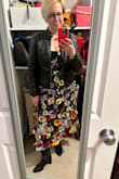I bought this for a special evening out in Chicago in November, so wanted something warm. I love that this has sleeves but they are sheer so this could easily be used year round. I'm short (5'3") and the length hits around mid-calf. The bust on the M fits well but the waist is a little loose (I plan to wear a belt to accommodate). The S fit perfectly in the waist but was too tight in the bust (I'm a size 6/8 and a 34DD for reference). The V is too low for my taste, my girls were on full display, so I will wear a black cami underneath. I love that this can be made more elegant with strappy heels and a belt, or a bit more grunge with a leather jacket and boots. The flowers are gorgeous and have so many colors to pair accessories with. Unfortunately, some of the flowers droop so I will pin them so they stay up. Overall a great piece to have in my wardrobe! - Melanie T.