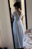 Was so pleasantly surprised at how much I loved this dress! Ordered it for my elopement, and I feel so pretty in it. The skirt is a little long but wasn't an issue! Otherwise, fits perfectly. I ordered a small! 130lbs, 5'5", and a 36C! - Caitlin C.