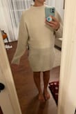 I ordered a medium even though I can be a small or medium. I'll admit bodycon styles don't always flatter my shape and that was the case here. But even with the sweater on, I still didn't like it. The sleeves were way too long. The material seemed like it'd get pulls in it very easily. - Julie C.