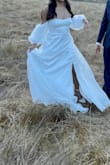 I purchased this dress for my engagement shoot and loved it. I originally ordered a size small. I typically wear a size 4-6 but it fit too small so I ended up swapping it for medium and it fit perfectly. - Jessica M.