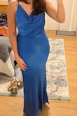 Gorgeous color! I love this dress. Buying dresses online can be hard because you never know how they will fit but this one fits me like a glove! I can't promise it will fit you but I literally did not have to do anything to it. Perfect length too! - Laura Z.