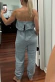 Very comfortable and super soft fabric. I really liked this romper. However, it just didn't work for my body type. The top part was too long for my torso. I've purchased two different rompers, and they both had the same issue. I'm debating if I should try it in XS and see if it would fit better, but size S had to go back. - Anastassia H.