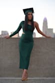 I wore this dress for a graduation photoshoot because it matched my university colors and it was perfect! - Alyssa A.