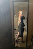 This dress gives me curves I didn't know I had. You can see light through the material, but it's still thick enough that nothing is showing. The boning at the back is great for holding its shape, and I see no problem with the sleeves slipping off. Obviously, it isn't made for petite people; the sleeves/skirt are long. The v at the back sits lower on me than the model, but it's still one of the prettiest things I've put on. :) - Kayris B.