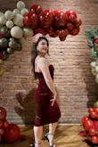 This dress fits very elegantly. The material is stretchy and adjusts well to the body contour. I am only 5'3" so it fit me a little longer than I would've liked but it wasn't bad. - Cheni T.