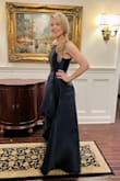 I needed a long dress last minute for a ball and ordered a few hoping one would fit me without requiring hemming, as I'm only 5'3. This one was perfect with 3" heels. It was definitely a tad snug in the chest, with no stretch at all to the fabric, but the straps are adjustable. It just worked as long as I didn't wear a bra. The navy was darker than I expected, but, overall, it was perfect for what I needed. - Meghan P.